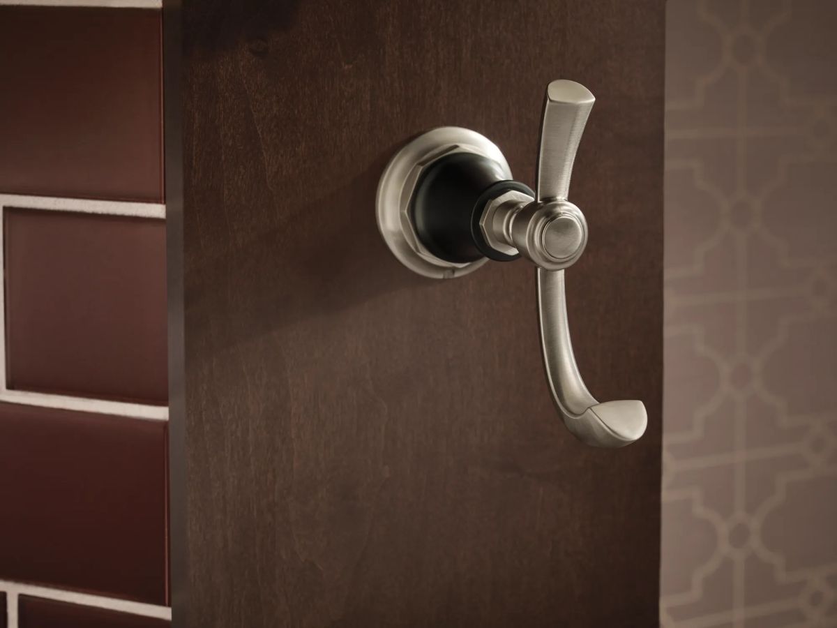 BRIZO Rook Double Robe Hook — Luxe Nickel  /Matte Black