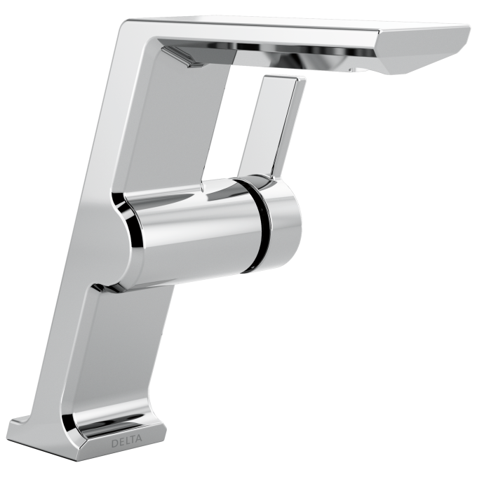 DELTA Pivotal Single Handle Mid-Height Vessel Bathroom Faucet — Lumicoat® Chrome