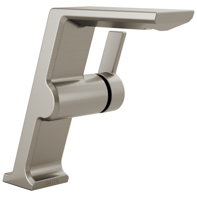 DELTA Pivotal Single Handle Mid-Height Vessel Bathroom Faucet — Lumicoat® Stainless
