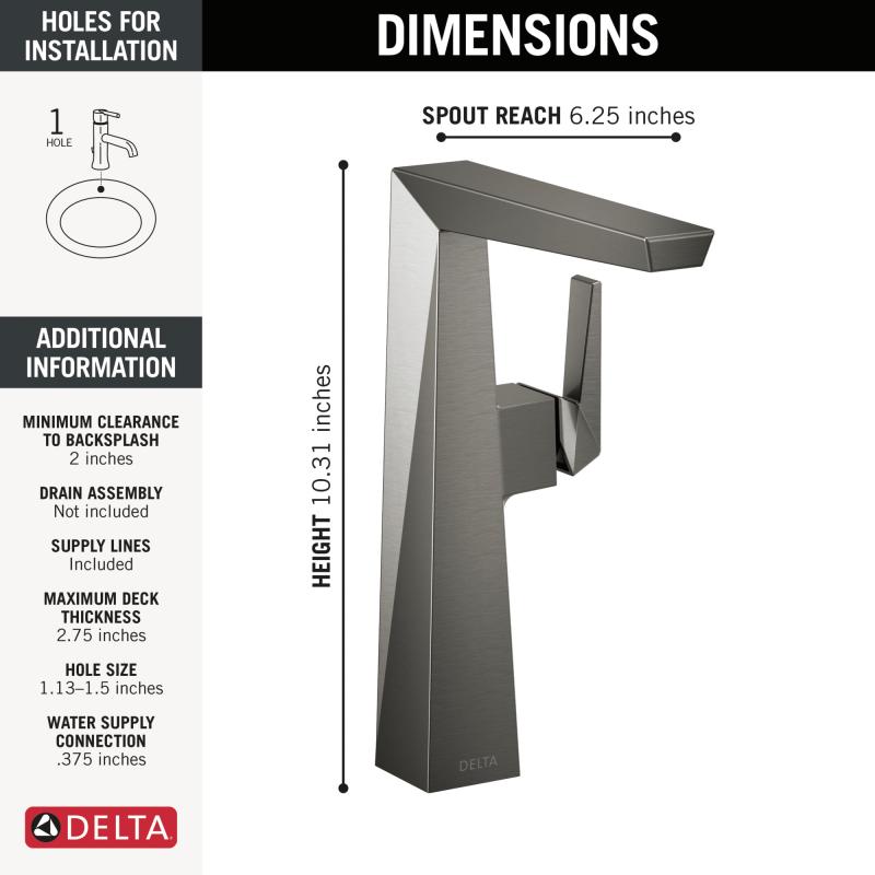 DELTA Trillian Single Handle Vessel Bathroom Faucet — Lumicoat® Black Stainless