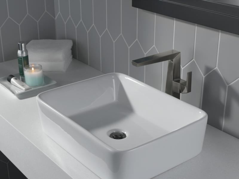 DELTA Trillian Single Handle Vessel Bathroom Faucet — Lumicoat® Black Stainless