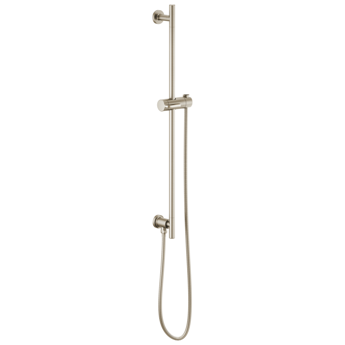 BRIZO Essential Shower Linear Round Slide Bar With Hose — Brushed Nickel