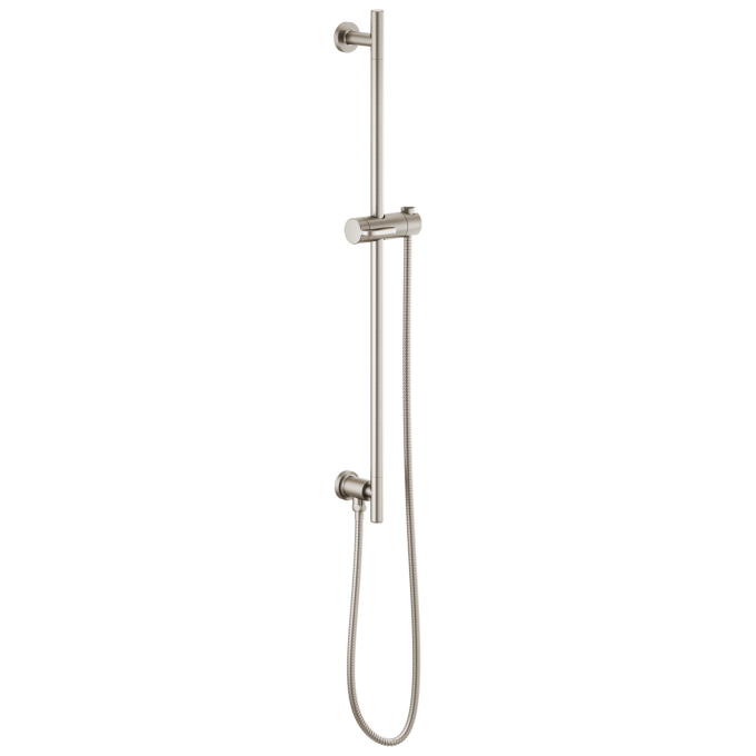BRIZO Essential Shower Linear Round Slide Bar With Hose — Luxe Nickel