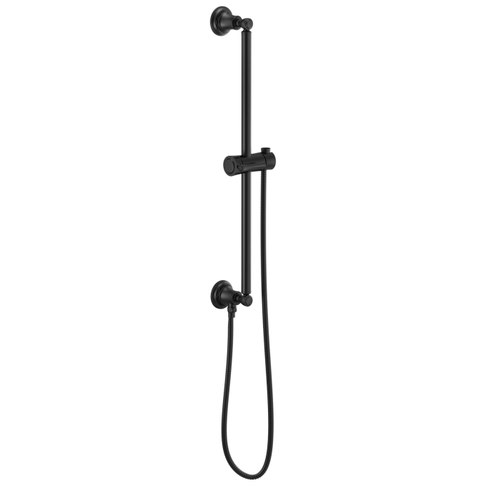 BRIZO Essential Shower Classic Round Slide Bar With Hose — Matte Black