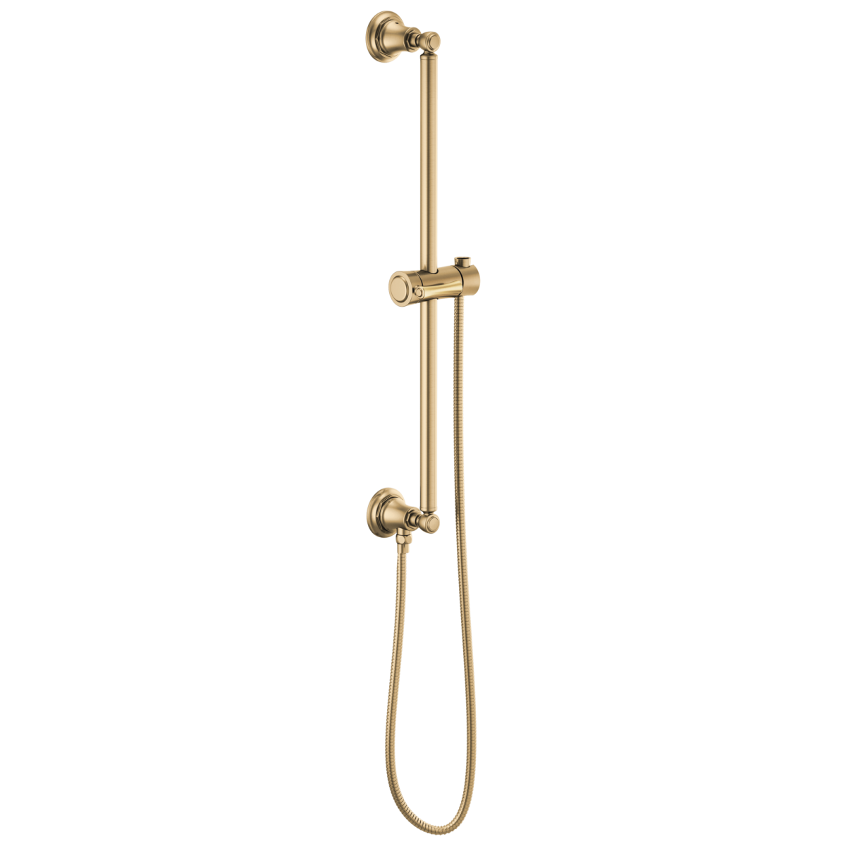 BRIZO Essential Shower Classic Round Slide Bar With Hose — Luxe Gold