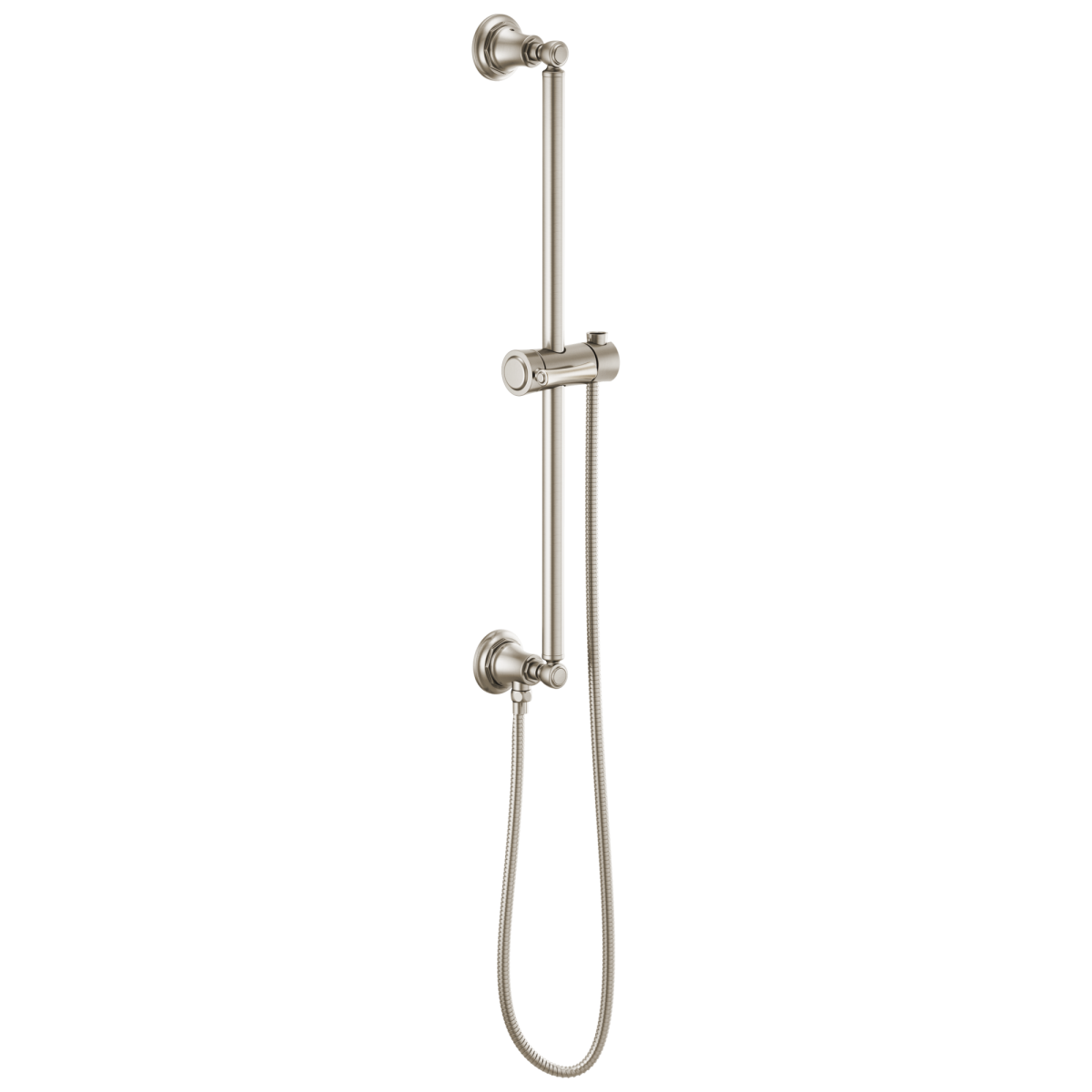 BRIZO Essential Shower Classic Round Slide Bar With Hose — Luxe Nickel