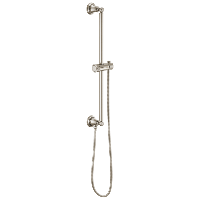 BRIZO Essential Shower Classic Round Slide Bar With Hose — Luxe Nickel