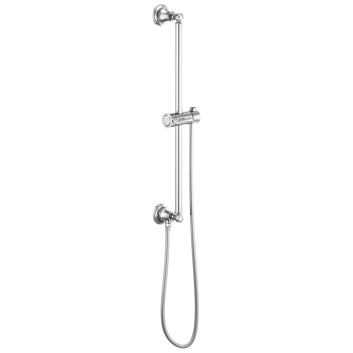 BRIZO Essential Shower Classic Round Slide Bar With Hose — Chrome