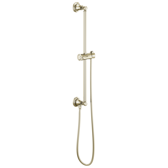 BRIZO Essential Shower Classic Round Slide Bar With Hose — Polished Nickel