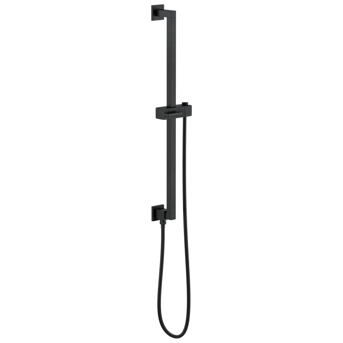 BRIZO Essential Shower Linear Square Slide Bar With Hose — Matte Black