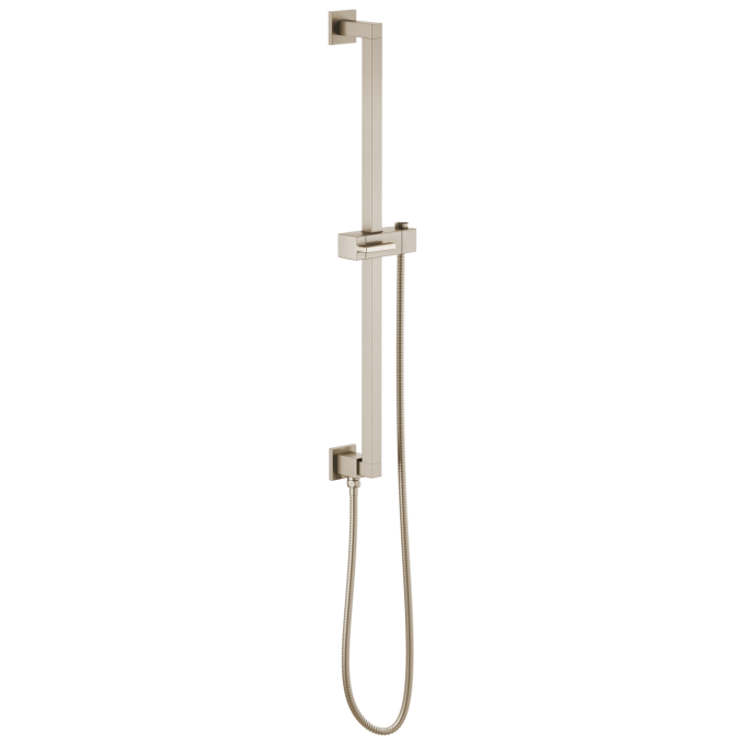 BRIZO Essential Shower Linear Square Slide Bar With Hose — Brushed Nickel