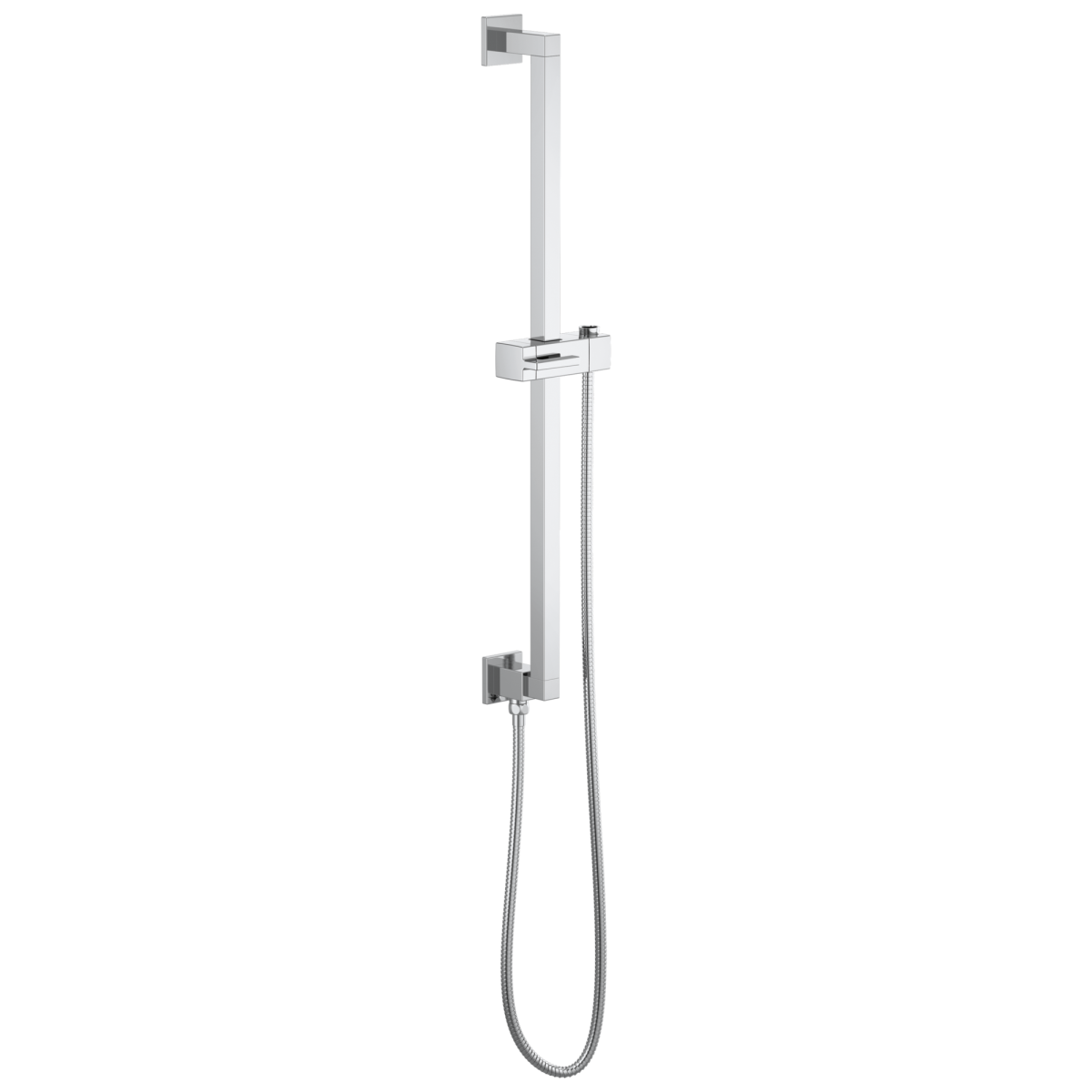 BRIZO Essential Shower Linear Square Slide Bar With Hose — Chrome