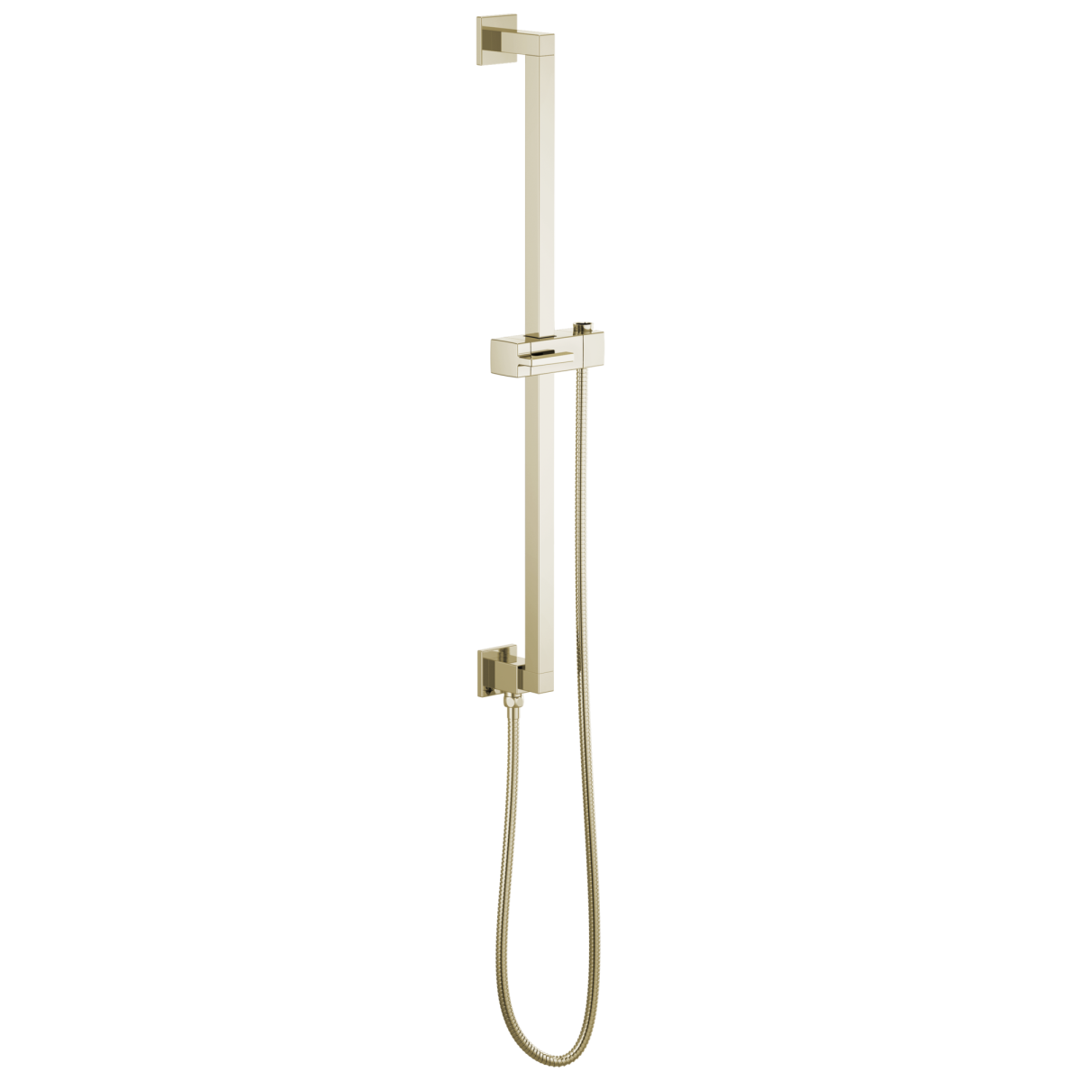 BRIZO Essential Shower Linear Square Slide Bar With Hose — Polished Nickel