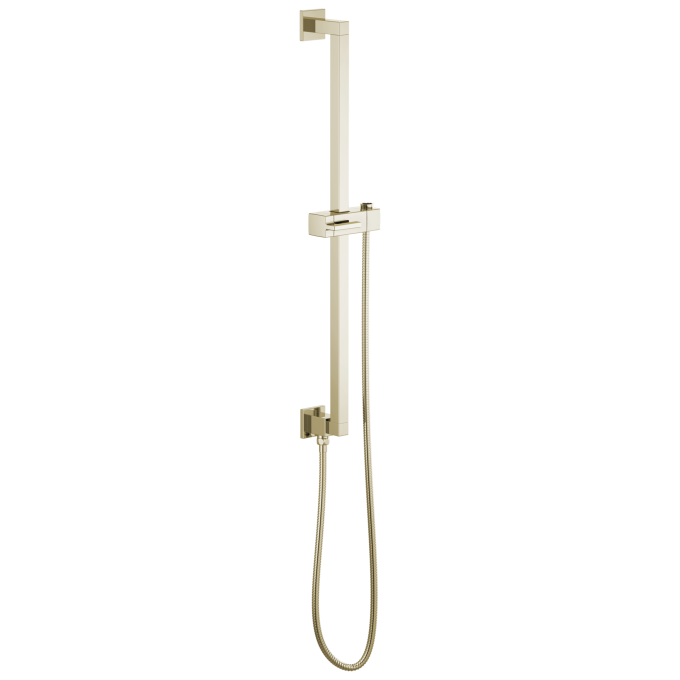 BRIZO Essential Shower Linear Square Slide Bar With Hose — Polished Nickel