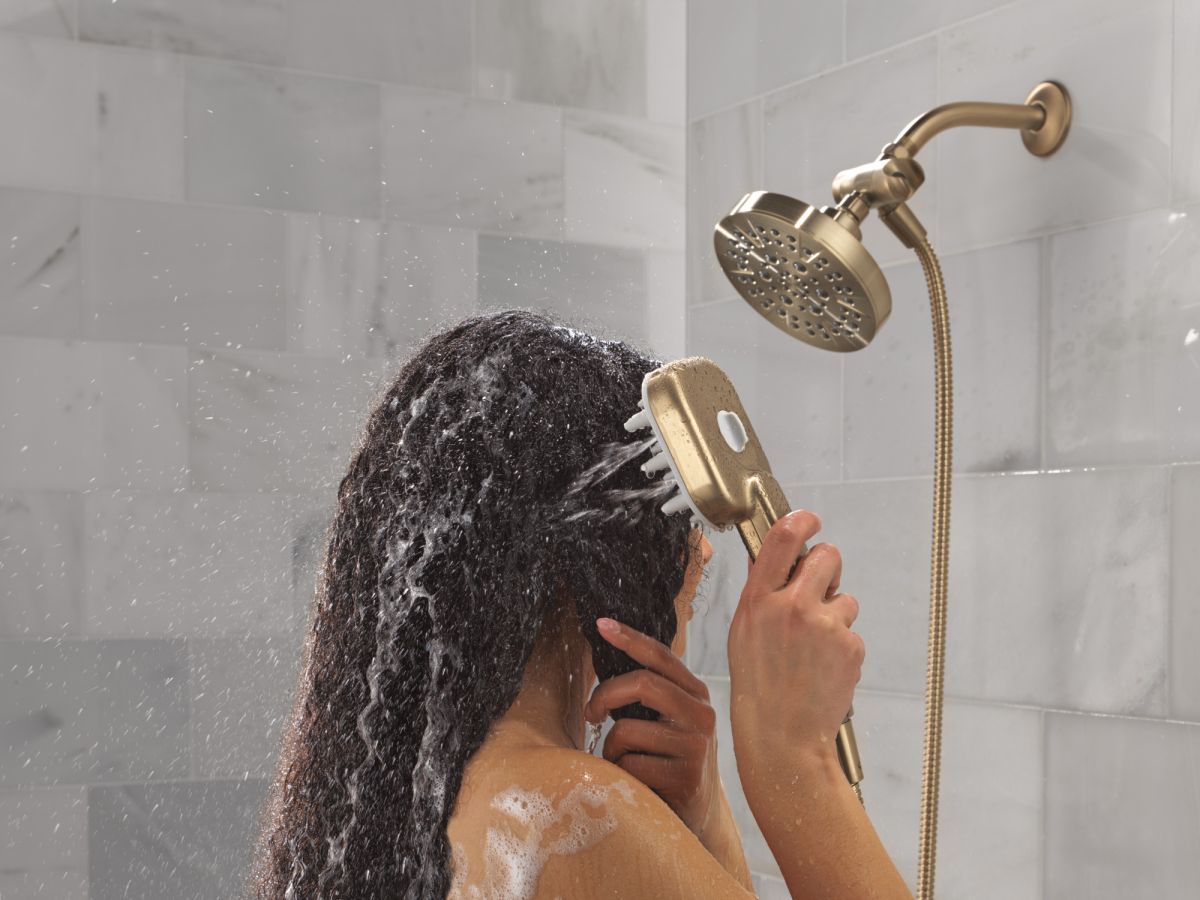 DELTA Universal Showering Components Detangling Shower Tool — Champagne Bronze