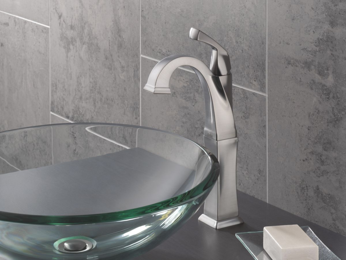 DELTA Dryden Single Handle Vessel Bathroom Faucet — Stainless