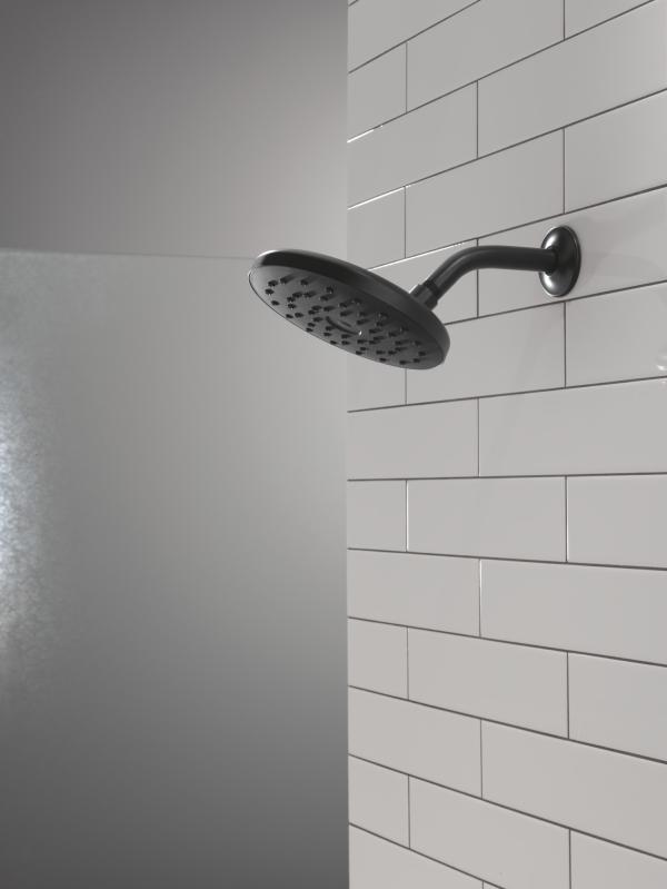 DELTA Universal Showering Components PivotPro Raincan Shower Head with TouchClean Spray Face — Matte Black