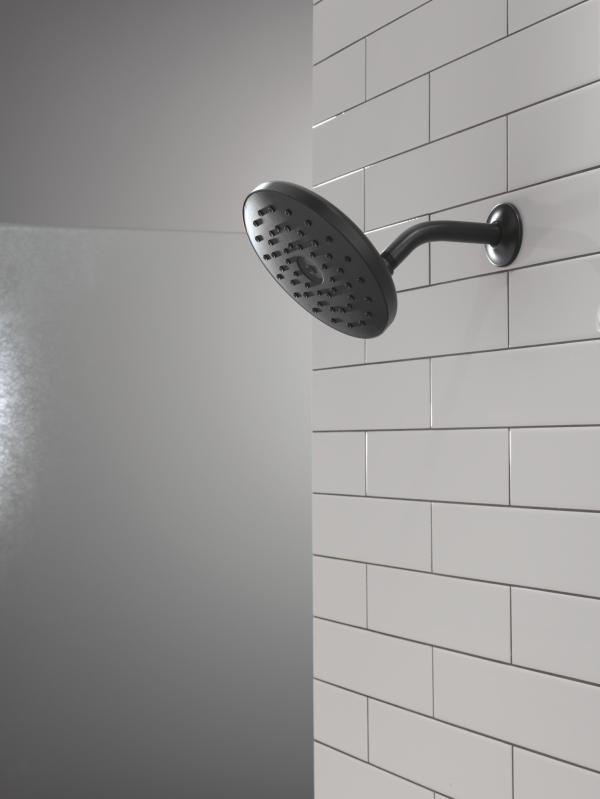 DELTA Universal Showering Components PivotPro Raincan Shower Head with TouchClean Spray Face — Matte Black