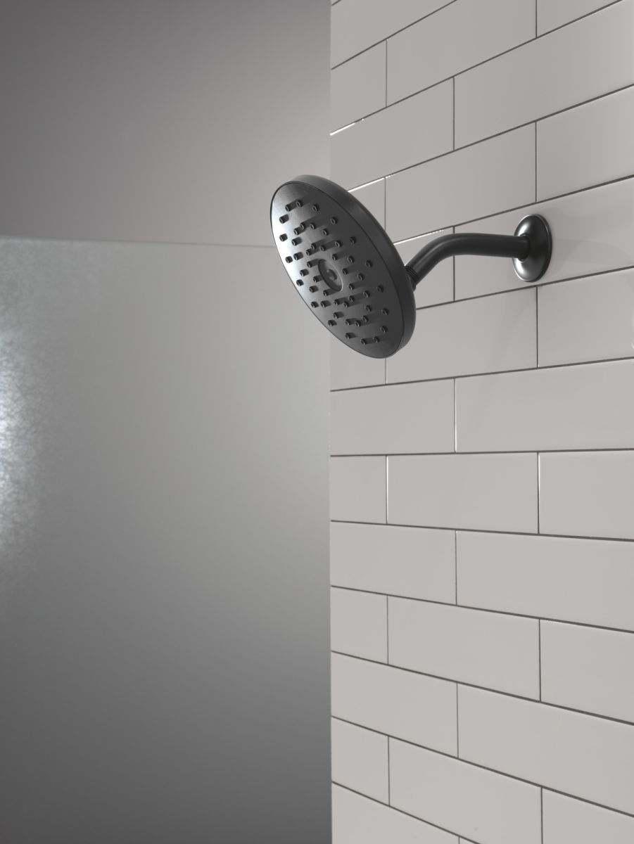 DELTA Universal Showering Components PivotPro Raincan Shower Head with TouchClean Spray Face — Matte Black