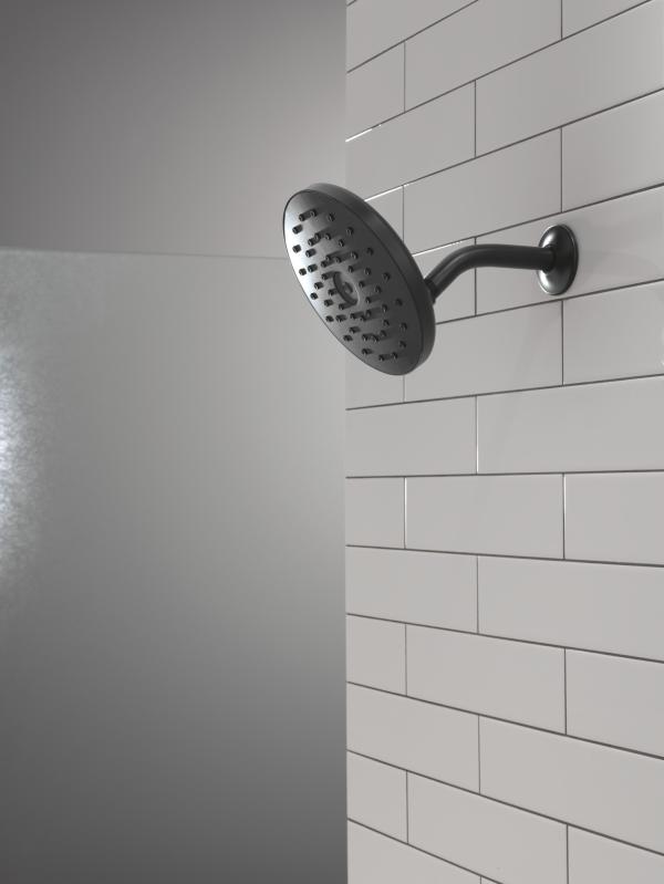 DELTA Universal Showering Components PivotPro Raincan Shower Head with TouchClean Spray Face — Matte Black