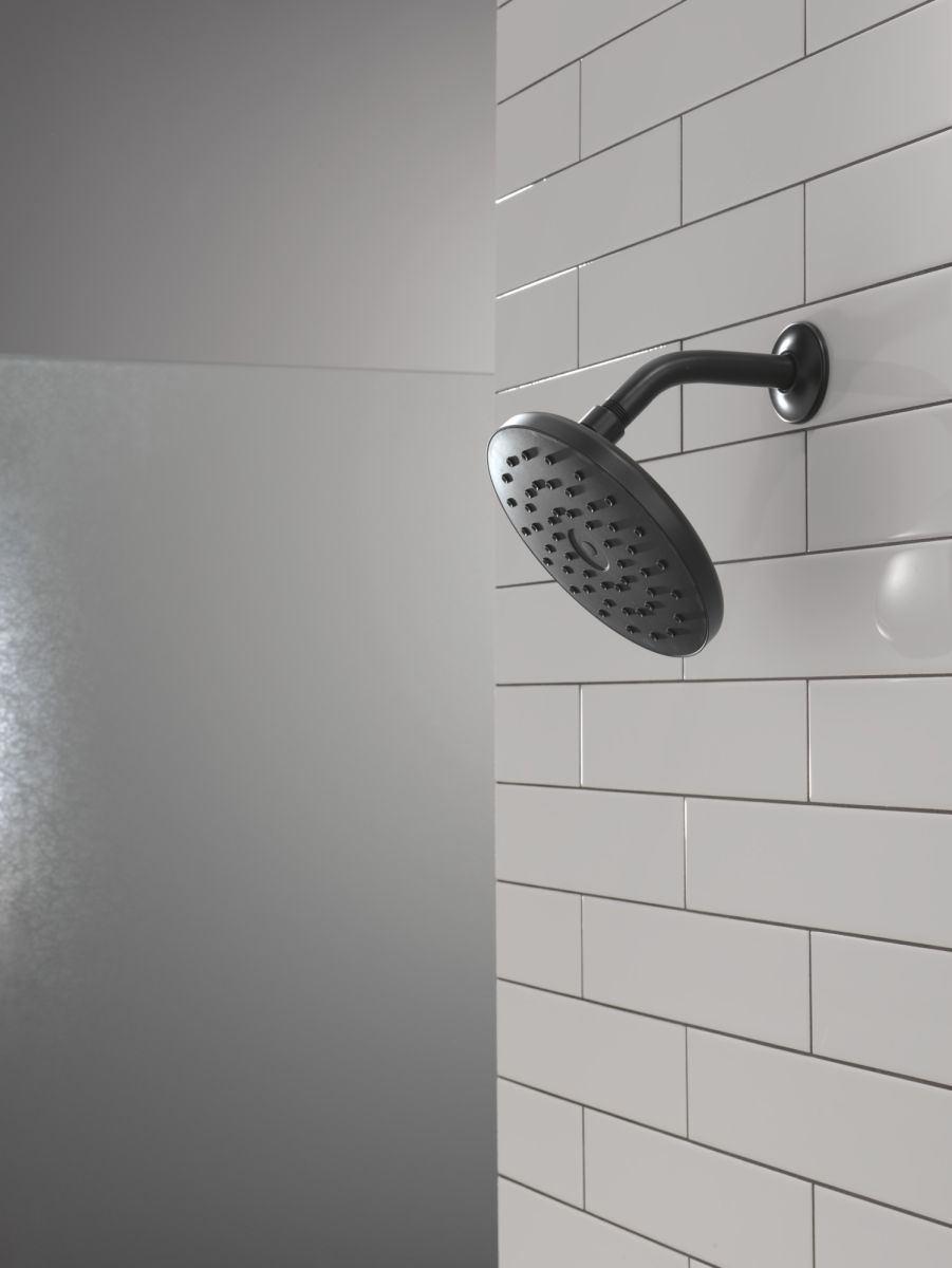 DELTA Universal Showering Components PivotPro Raincan Shower Head with TouchClean Spray Face — Matte Black