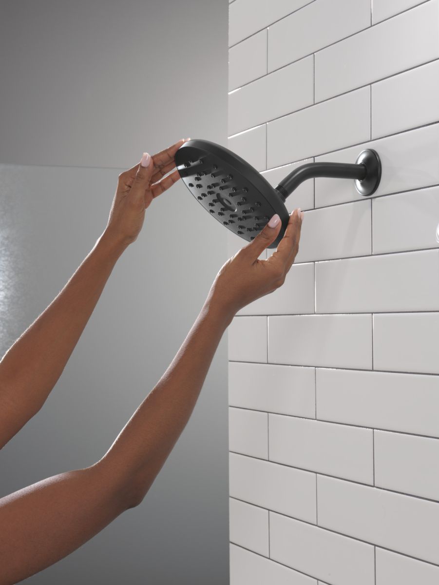 DELTA Universal Showering Components PivotPro Raincan Shower Head with TouchClean Spray Face — Matte Black