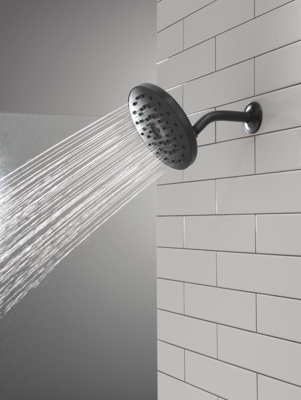 DELTA Universal Showering Components PivotPro Raincan Shower Head with TouchClean Spray Face — Matte Black
