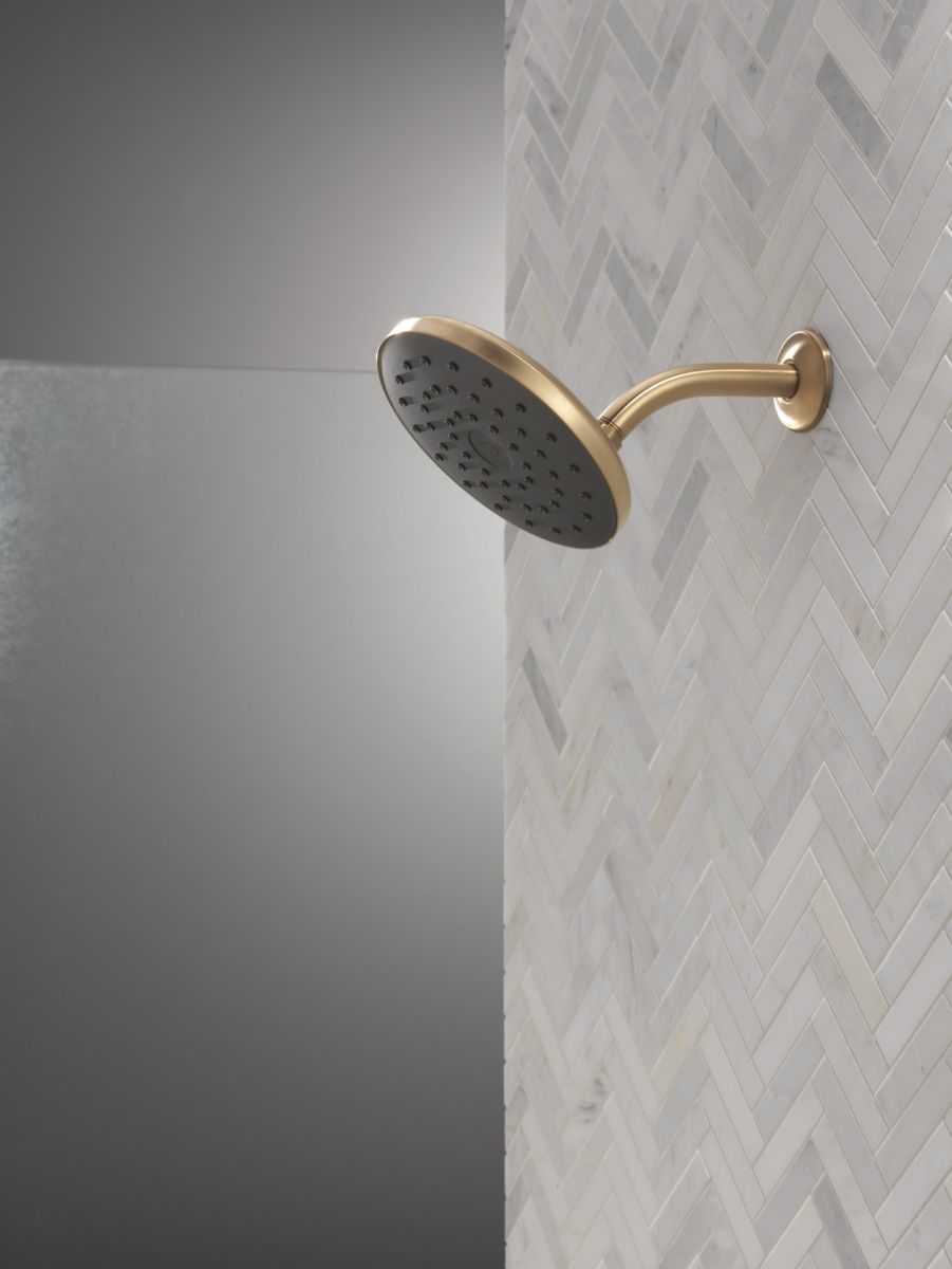 DELTA Universal Showering Components PivotPro Raincan Shower Head with TouchClean Spray Face — Champagne Bronze