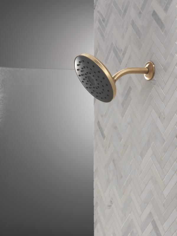 DELTA Universal Showering Components PivotPro Raincan Shower Head with TouchClean Spray Face — Champagne Bronze