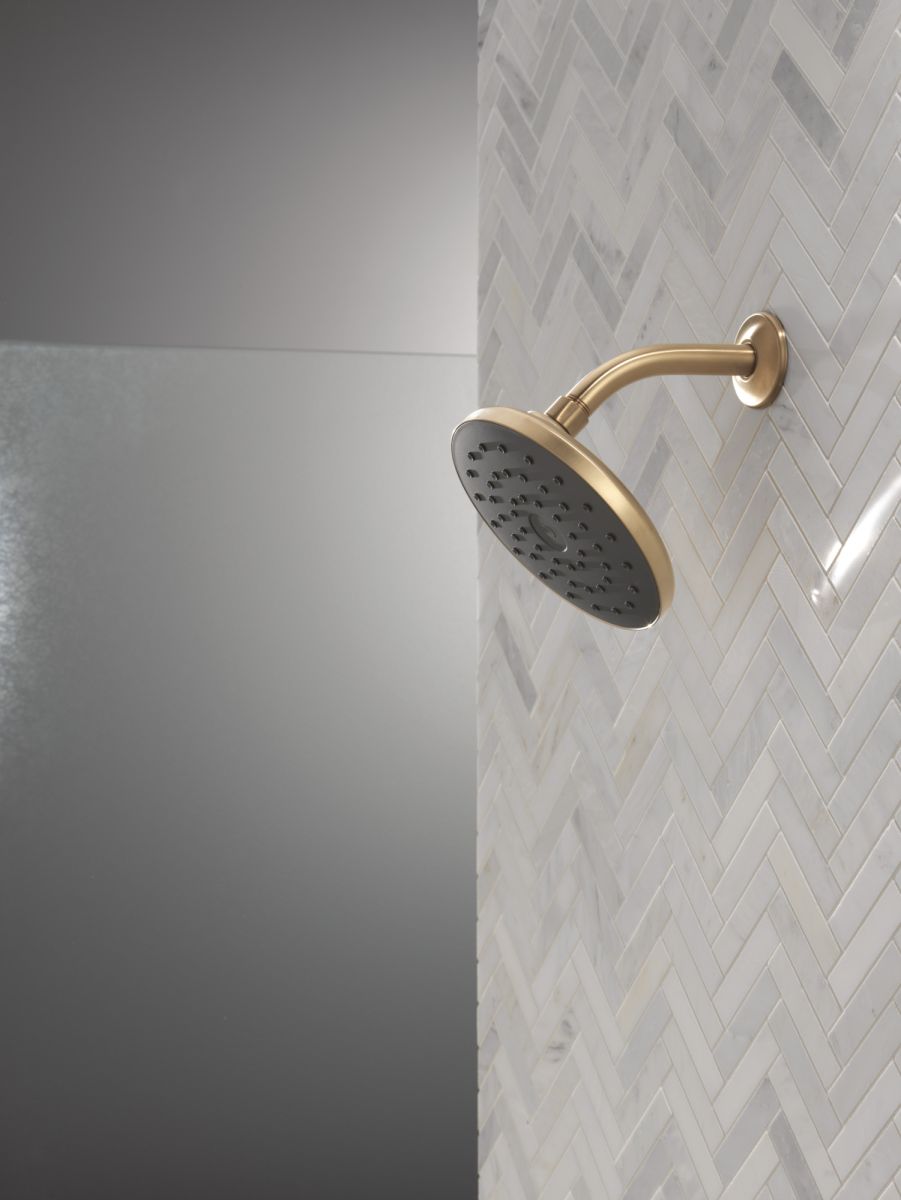 DELTA Universal Showering Components PivotPro Raincan Shower Head with TouchClean Spray Face — Champagne Bronze