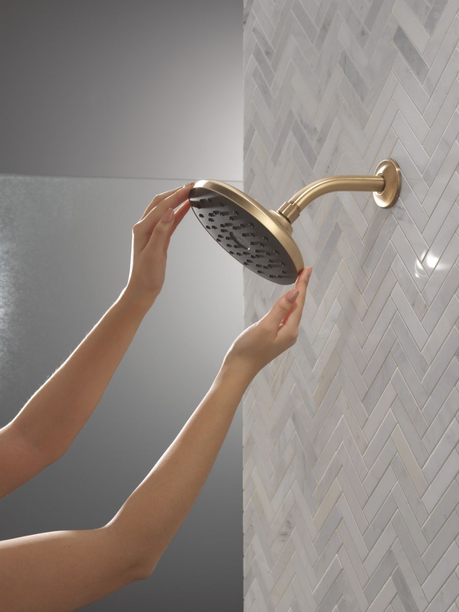 DELTA Universal Showering Components PivotPro Raincan Shower Head with TouchClean Spray Face — Champagne Bronze