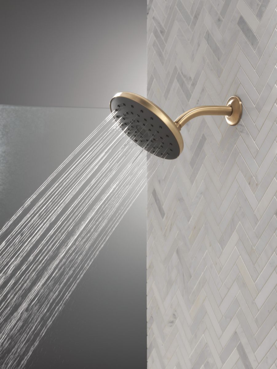 DELTA Universal Showering Components PivotPro Raincan Shower Head with TouchClean Spray Face — Champagne Bronze