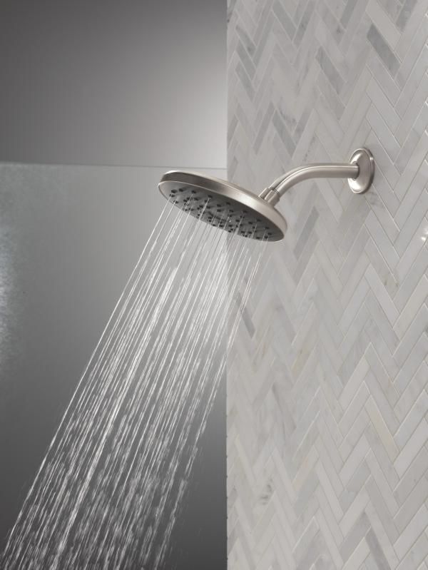 DELTA Universal Showering Components PivotPro Raincan Shower Head with TouchClean Spray Face — Spotshield Brushed Nickel