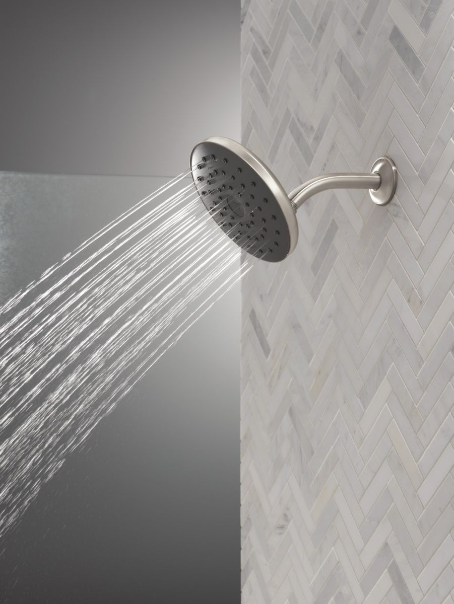 DELTA Universal Showering Components PivotPro Raincan Shower Head with TouchClean Spray Face — Spotshield Brushed Nickel