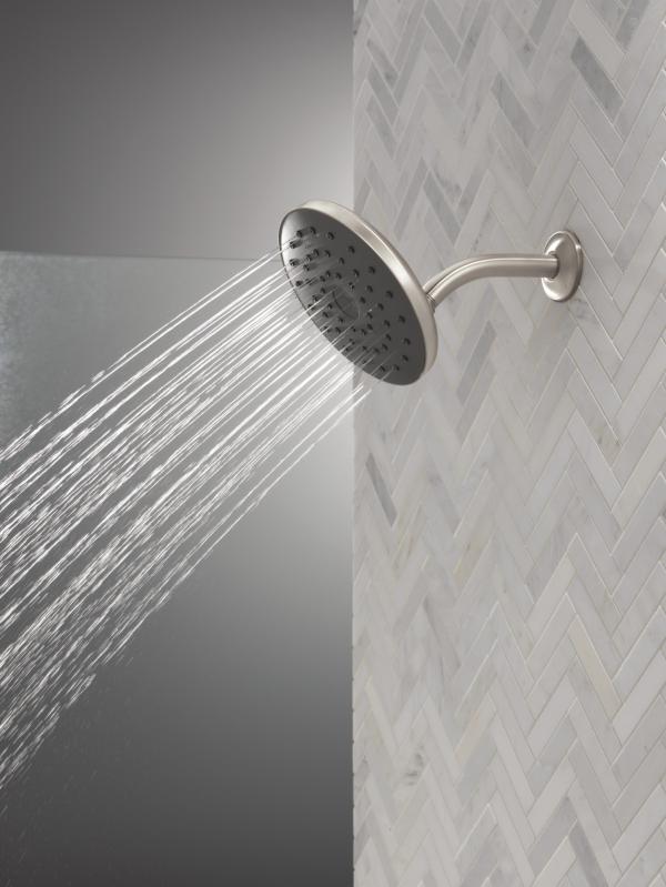 DELTA Universal Showering Components PivotPro Raincan Shower Head with TouchClean Spray Face — Spotshield Brushed Nickel