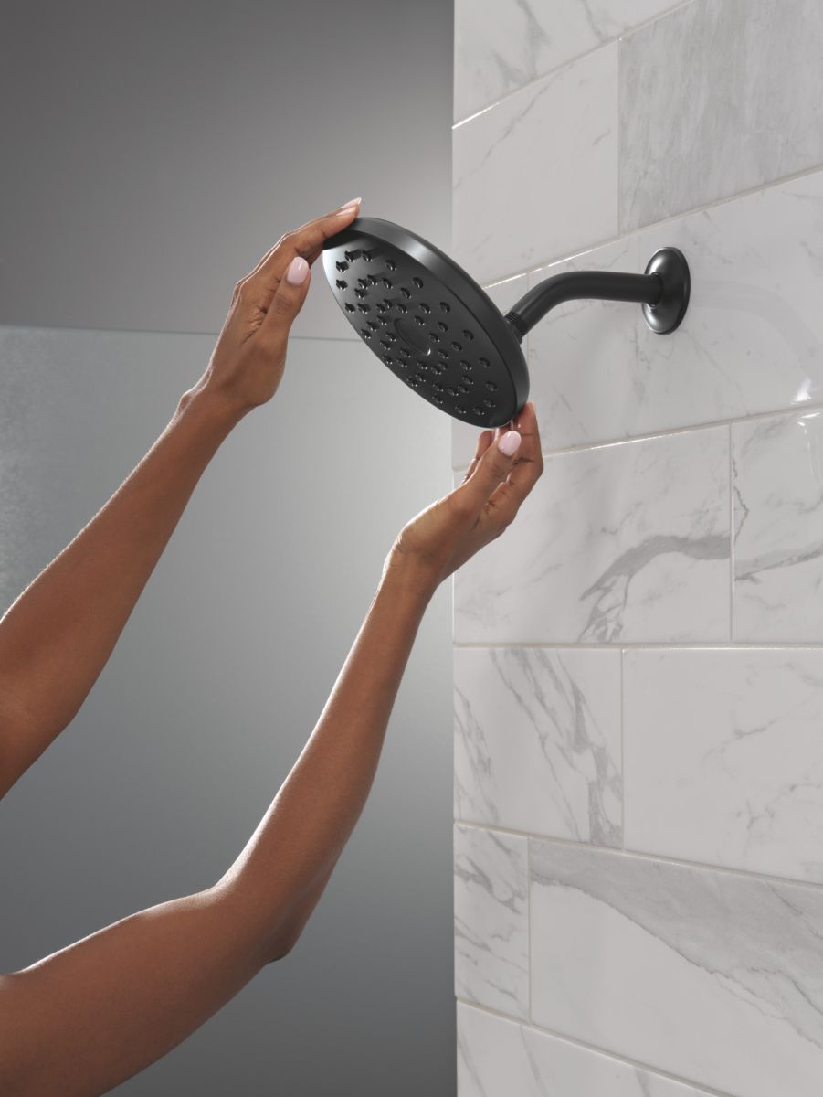 DELTA Universal Showering Components PivotPro Raincan Shower Head — Matte Black