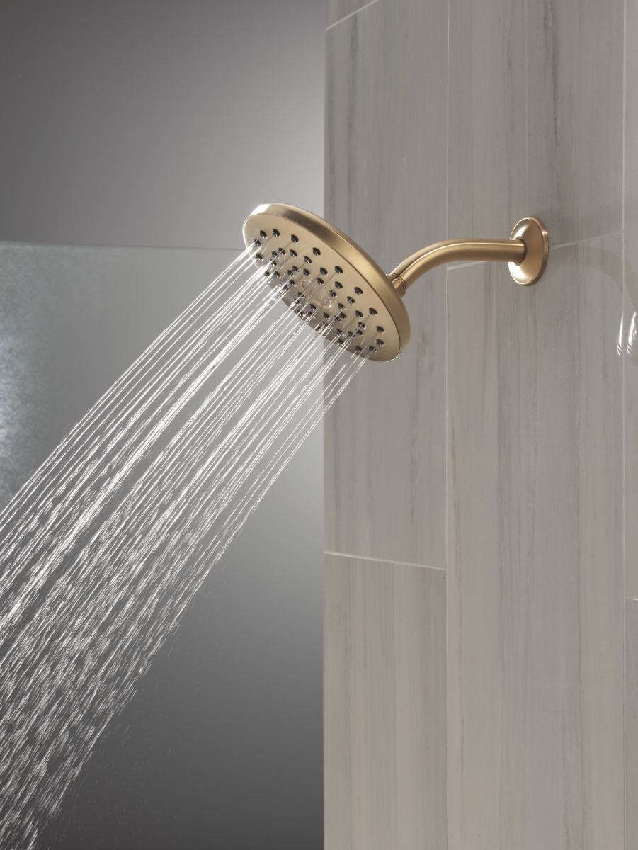 DELTA Universal Showering Components PivotPro Raincan Shower Head — Champagne Bronze