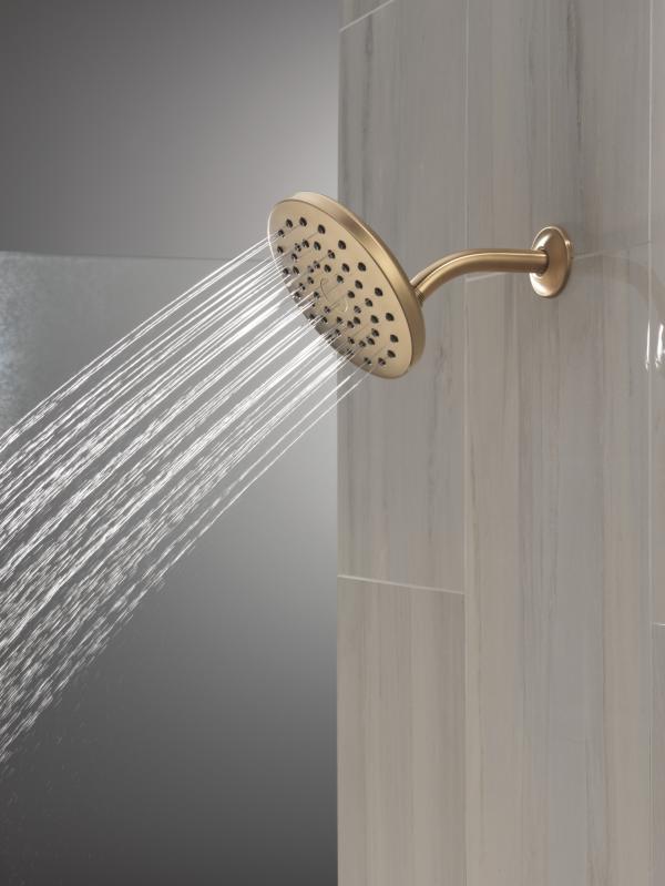 DELTA Universal Showering Components PivotPro Raincan Shower Head — Champagne Bronze