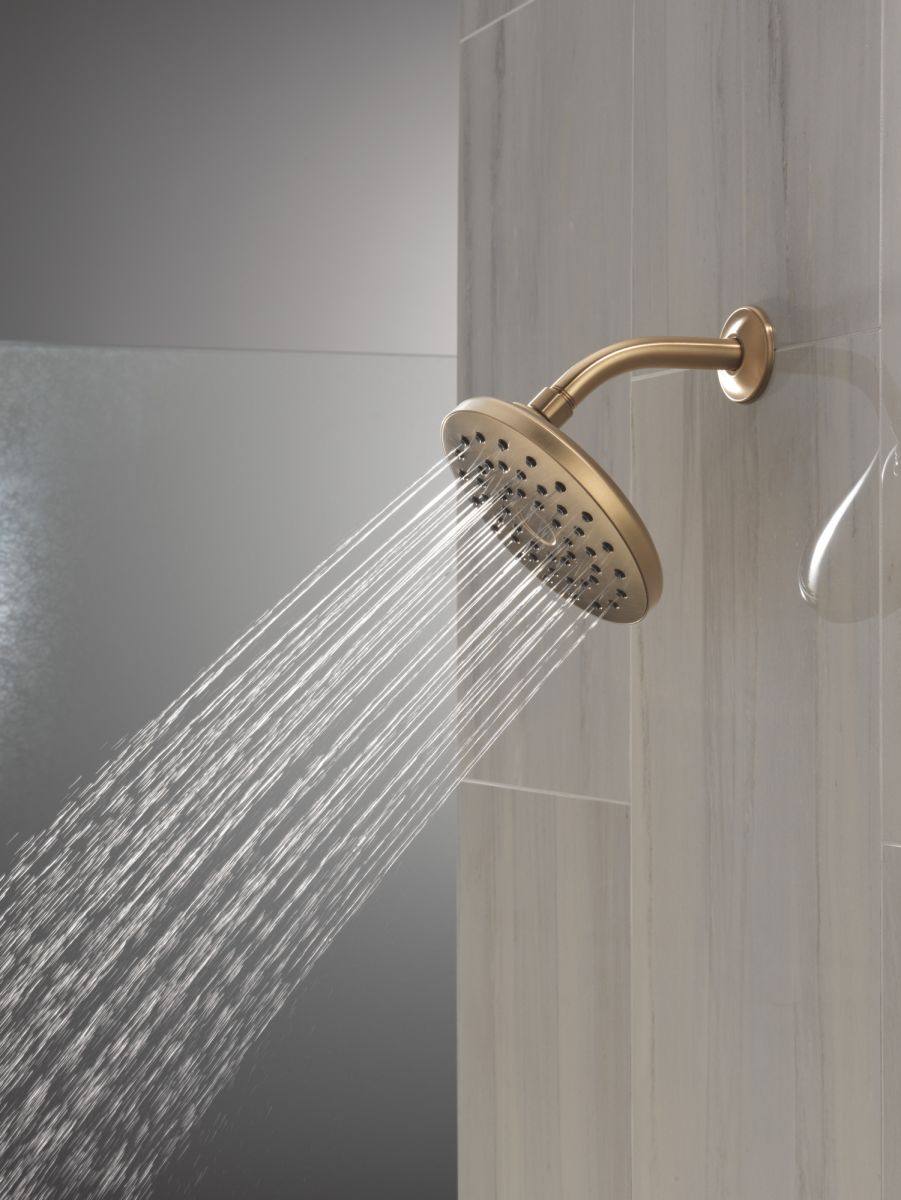 DELTA Universal Showering Components PivotPro Raincan Shower Head — Champagne Bronze