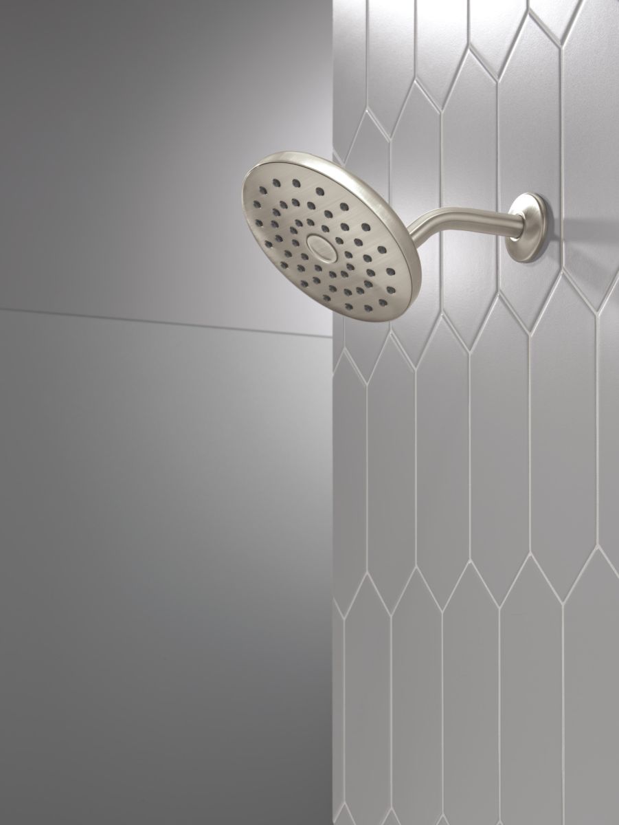 DELTA Universal Showering Components PivotPro Raincan Shower Head — Spotshield Brushed Nickel