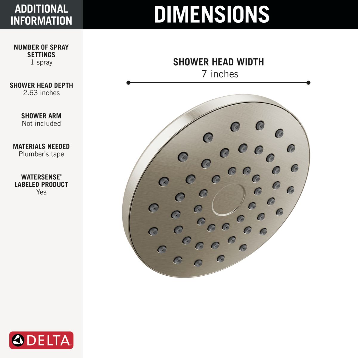 DELTA Universal Showering Components PivotPro Raincan Shower Head — Spotshield Brushed Nickel