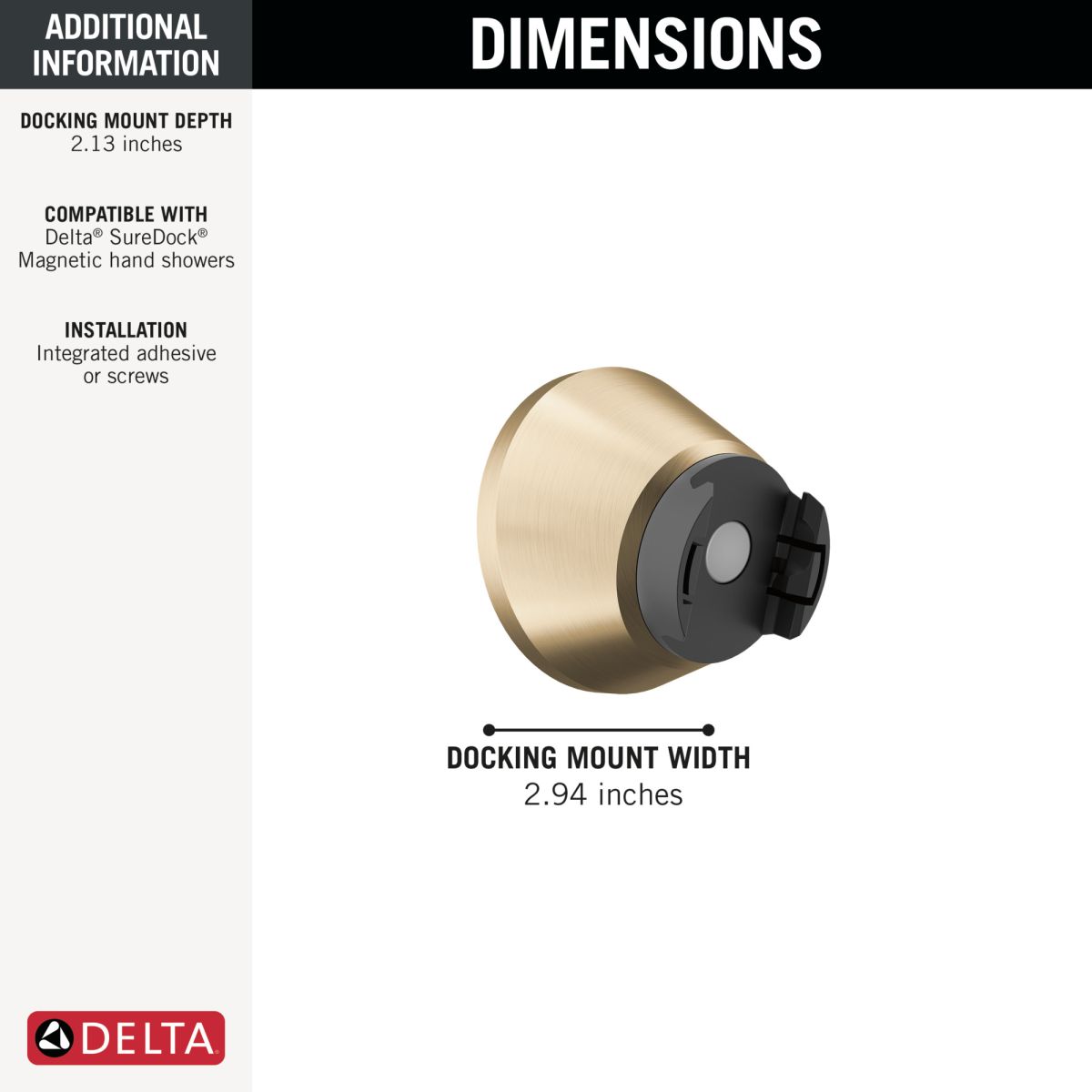 DELTA Universal Showering Components SureDock Magnetic Docking Mount — Champagne Bronze
