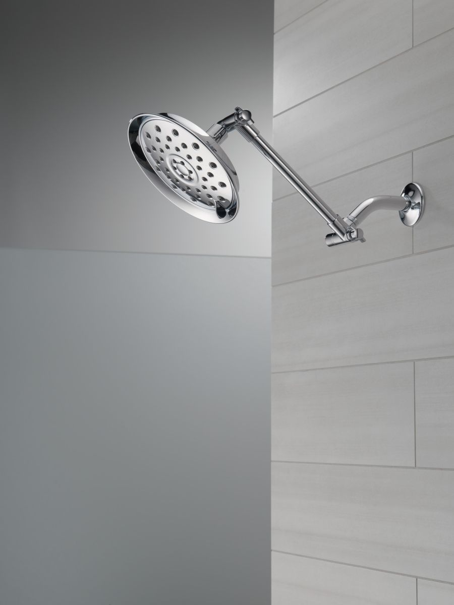 DELTA Universal Showering Components Bell Shower Head with Adjustable Arm Extender — Chrome