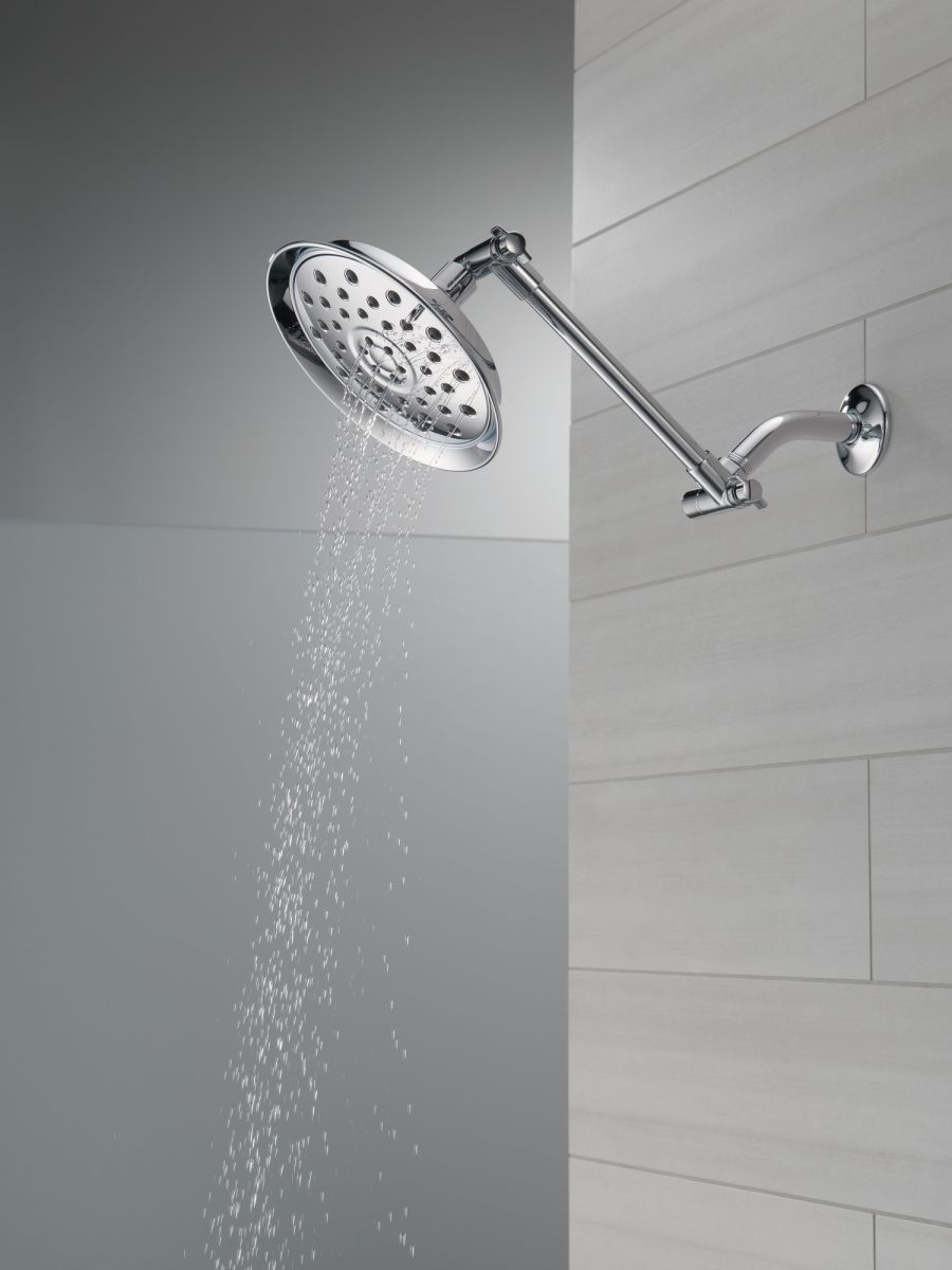 DELTA Universal Showering Components Bell Shower Head with Adjustable Arm Extender — Chrome