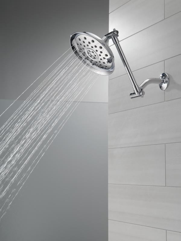 DELTA Universal Showering Components Bell Shower Head with Adjustable Arm Extender — Chrome