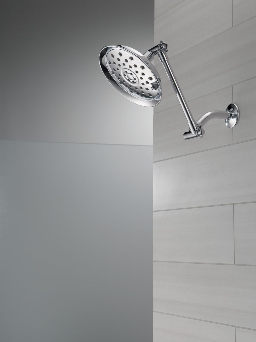 DELTA Universal Showering Components Shower Head with Adjustable Arm — Chrome