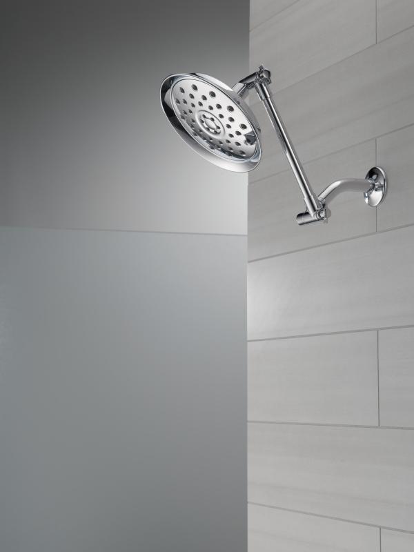 DELTA Universal Showering Components Shower Head with Adjustable Arm — Chrome