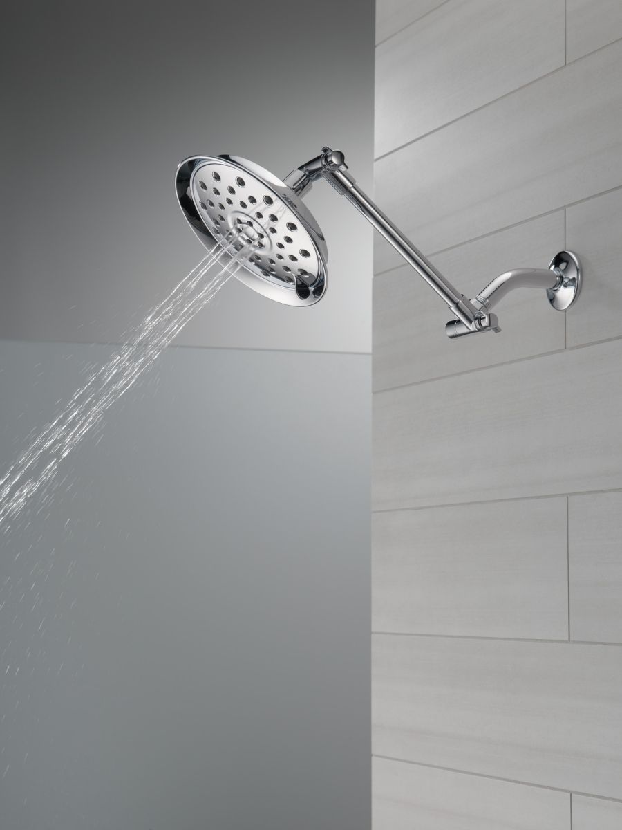DELTA Universal Showering Components Shower Head with Adjustable Arm — Chrome