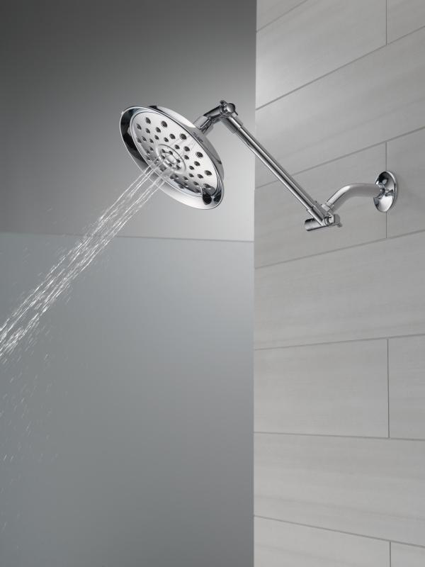 DELTA Universal Showering Components Shower Head with Adjustable Arm — Chrome
