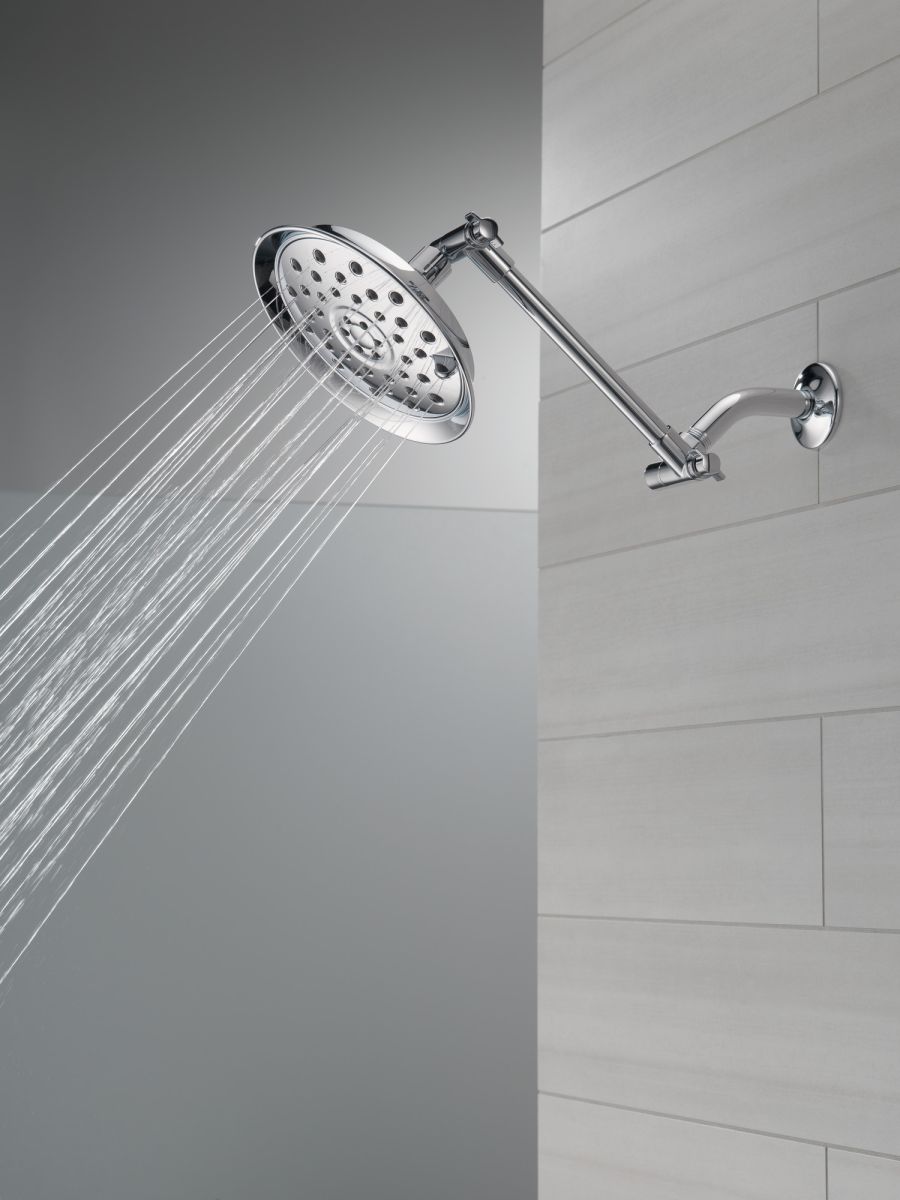 DELTA Universal Showering Components Shower Head with Adjustable Arm — Chrome
